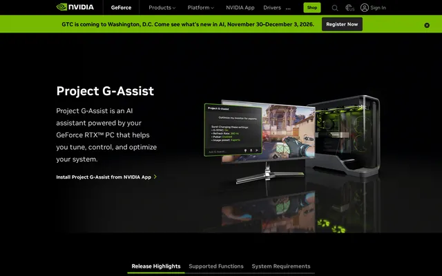 NVIDIA Project G-Assist website screenshot