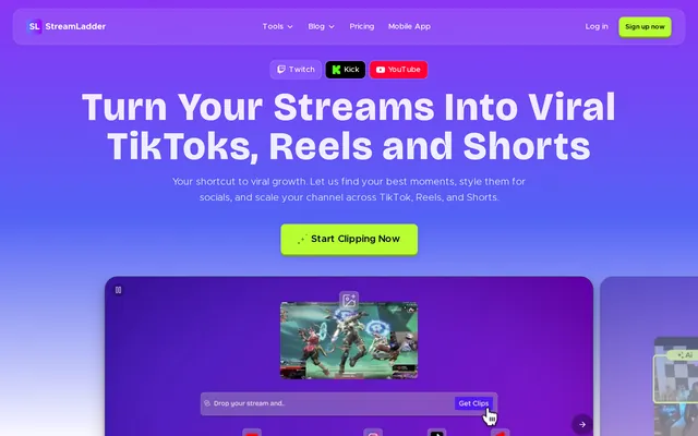 StreamLadder website screenshot